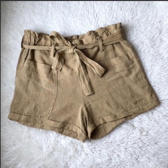 Lucky Brand Pants - Lucky Brand Tan Paperbag Tie Waist Shorts Medium